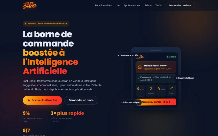 Page d’accueil du site FastSnack